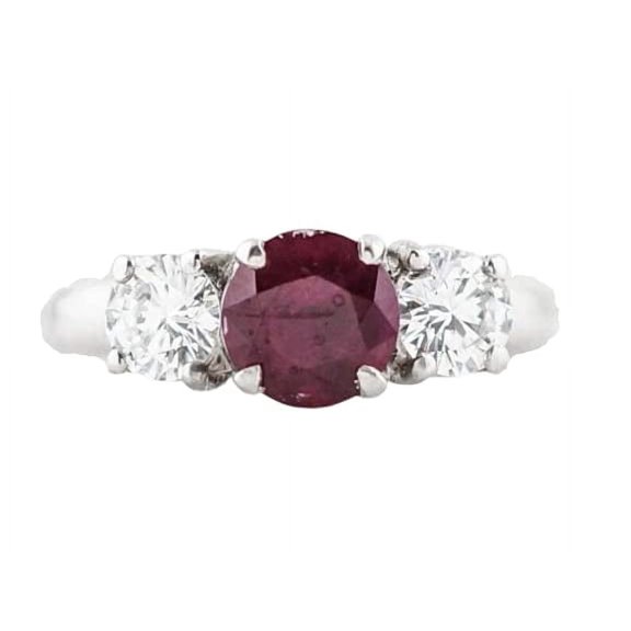 HeartsAndYou 1.6ct Natural Ruby & Diamond Ring Trilogy 100% REAL 14k SOLID White Gold