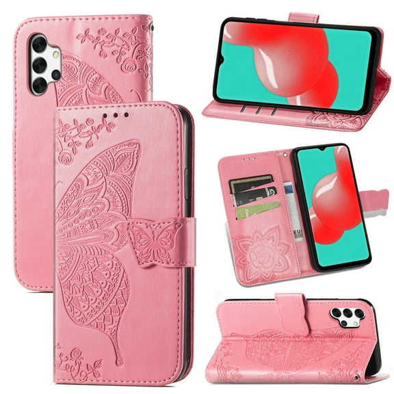 Galaxy A32 5G Case, Galaxy A32 5G Wallet Case Folio Case Magnetic Closure RFID Blocking Card Slots Kickstand Case Shockproof Absorption Double Protection Case for Samaung Galaxy A32 5G, Pink