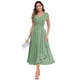 thumbnail image 1 of Vestido HYY de gasa verde salvia con cuello en V, línea A, para madre de la novia, 1 of 7