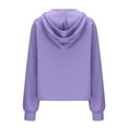 thumbnail image 4 of IROINNID Hoodie for Women Solid Casual Pullover Loose Fit Long Sleeve Fall Basic Tops with Zipper Pocket,Purple, 4 of 6