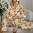 thumbnail image 6 of Pofeuu Floral Strawberr Print Womens Pajamas Set Long Sleeve Sleepwear Button Down Nightwear Soft Pj Lounge Sets Button Down Pajamas Women-XX-Large, 6 of 7