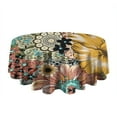 thumbnail image 5 of Round Waterproof Tablecloth 60×60 Inch, Boho Style Reusable Indoor/Outdoor Durable Table Cover for Party Kitchen Dinner Room Decor, 5 of 6