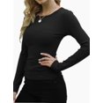 thumbnail image 2 of Womens Long Sleeve Stretch Crewneck Ribbed T-Shirt Slim Fit Casual Basic Tops, 2 of 4