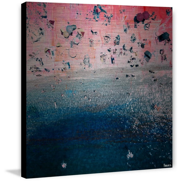 "Pink Sandy Beach" Painting Print on Brushed Aluminum