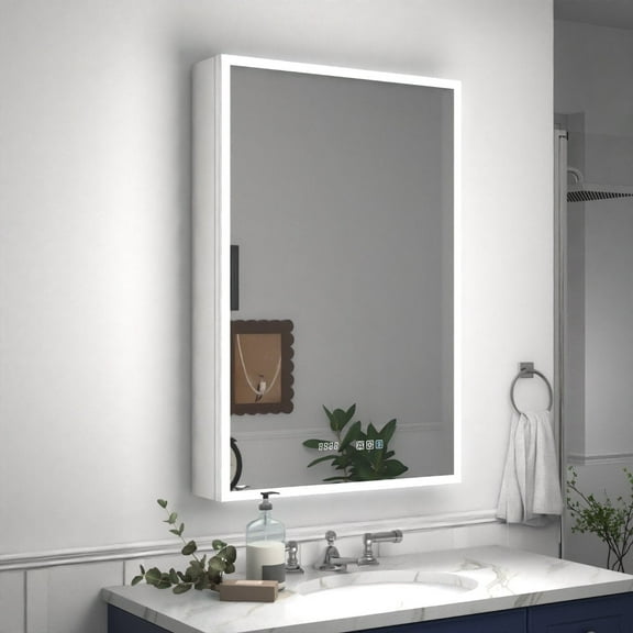Recessed Medicine Cabinet With Mirror 24 X 36 | Rim LED Lighted