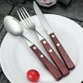 thumbnail image 5 of Wooden Handle Stainless Steel Flatware Set, Ergonomic Forks Spoons Knives for Everyday Dining, Rustic Farmhouse Table Cutlery, Comfortable Grip Dishwasher Safe Cutlery Set , 1 Stainless Steel Cutlery, 5 of 9