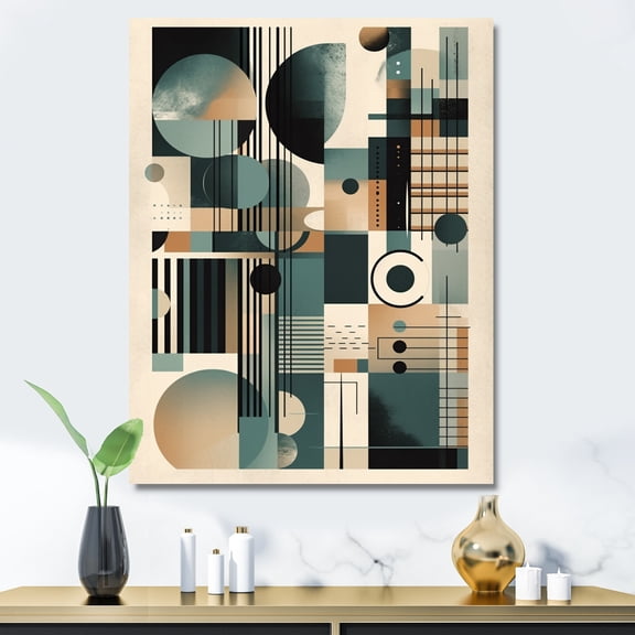 DESIGN ART Designart "Cream Blue Minimalism Quiet Depths V" Minimalism Canvas Print 16 in. wide x 32 in. high