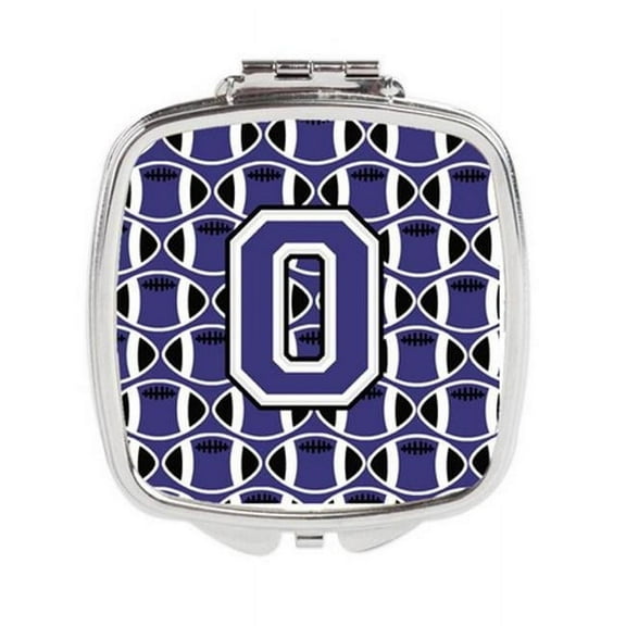 Carolines Treasures  Letter O Football Purple & White Compact Mirror - Purple & White - 3in. H x 0.3in. W x 2.75in. L