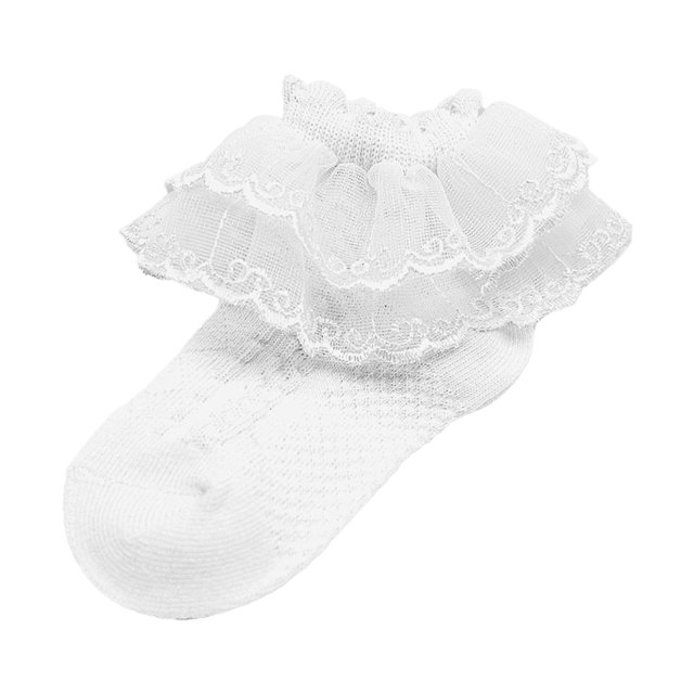 Baby Socks Spring Autumn Cute Cotton Delicate Embroidery Lace Princess Socks White 3-4 Years
