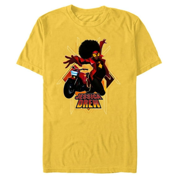 Marvel Spider-Man: Across the Spider-Verse Jessica Drew Jump - Short Sleeve Blended T-Shirt for Adults - Customized-Yellow