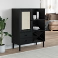 thumbnail image 1 of vidaXL Highboard SENJA Rattan Look Black 90x40x112cm Solid Wood Pine, 1 of 5