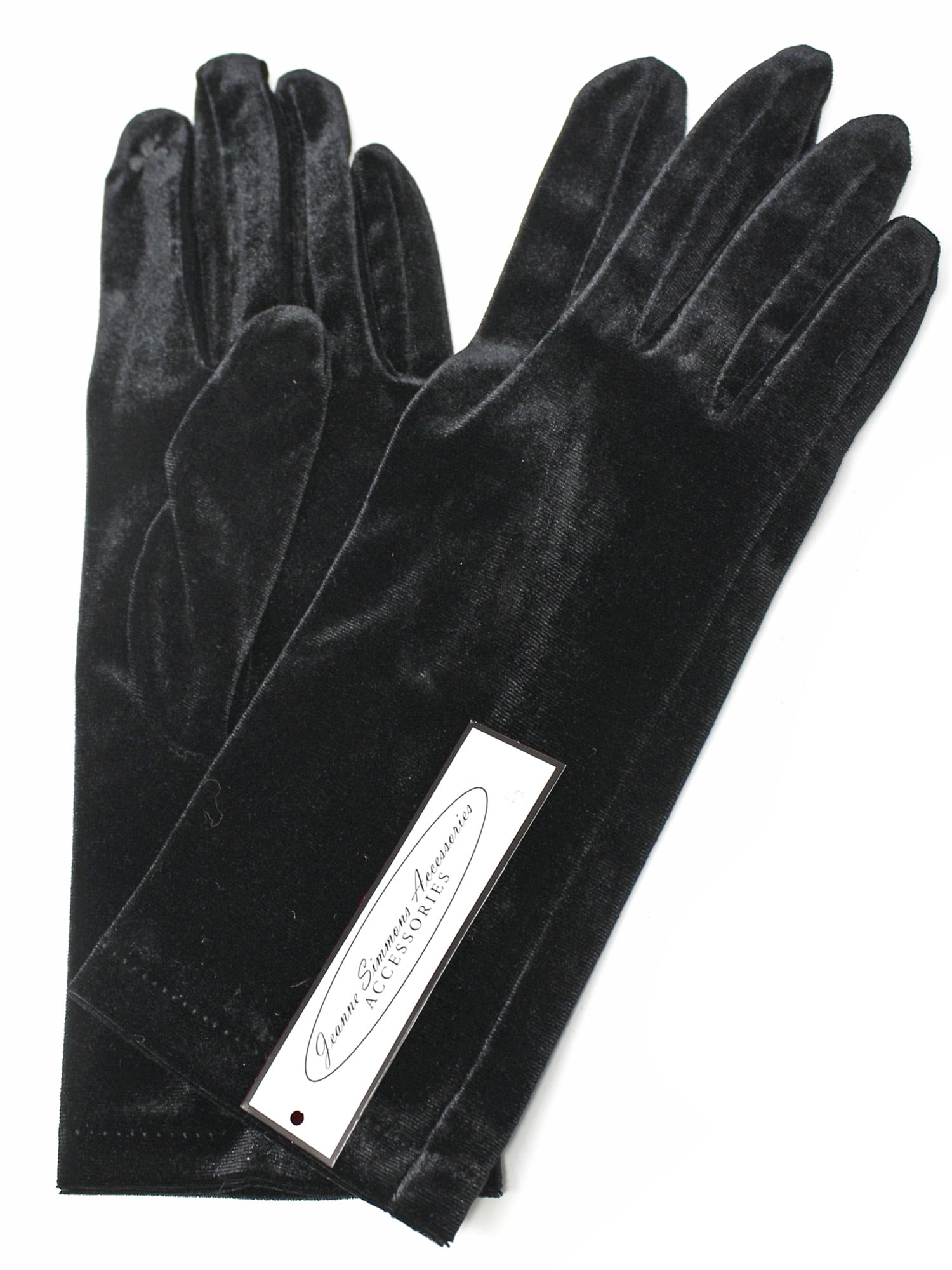 Black Velvet Wrist Length Womens Gloves 