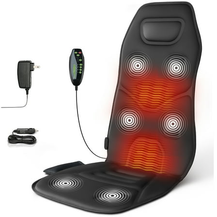 Back Massager  with Heat, Car Chair Massager Pad  with 6 Vibrating Motors, Massage Seat Cushion Gifts for Men & Women