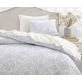 thumbnail image 3 of Studio 16, Toronto - Colette Cotton Matelassé Duvet Cover Set (King) with 1/2" Flange Detailing-Elegant Floral Design - Blue, 3 of 9