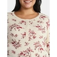 thumbnail image 4 of Terra & Sky Women’s Plus Thermal Henley Top with Long Sleeves, Size 0X-4X, 4 of 5