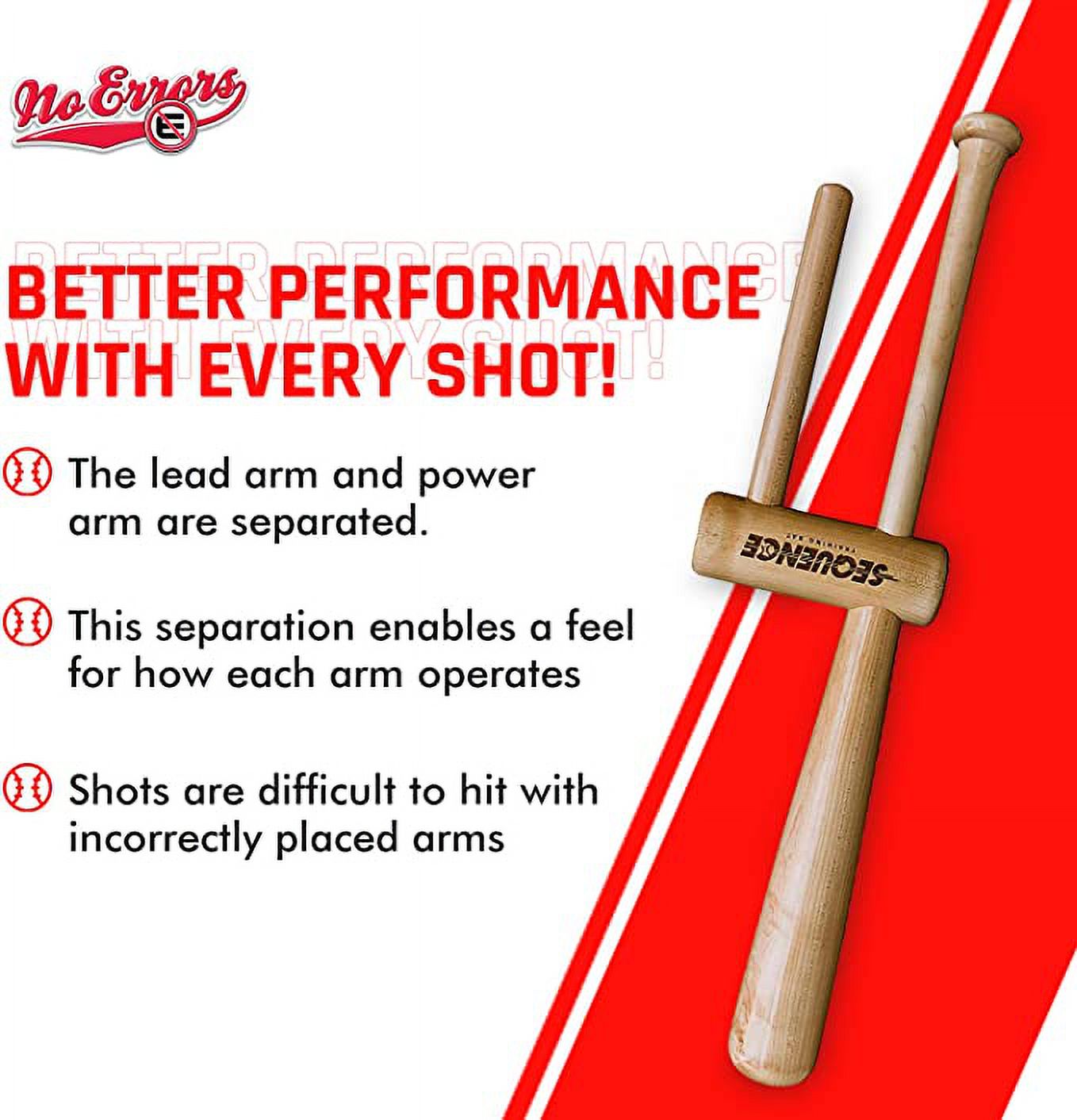 No Errors Sports Sequence Training Bat, The Ultimate Two-Handed Baseball Training Bat. Best Baseball Training Bat for swing and barrel control, Great Bat for Professional Baseball Players and Coaches.