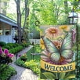 thumbnail image 4 of Shangniulu Spring Summer Butterfly Garden Flag 12x18 Vertical Double Sided Welcome Farmhouse Outside Decorations Burlap Yard Flag White, 4 of 6