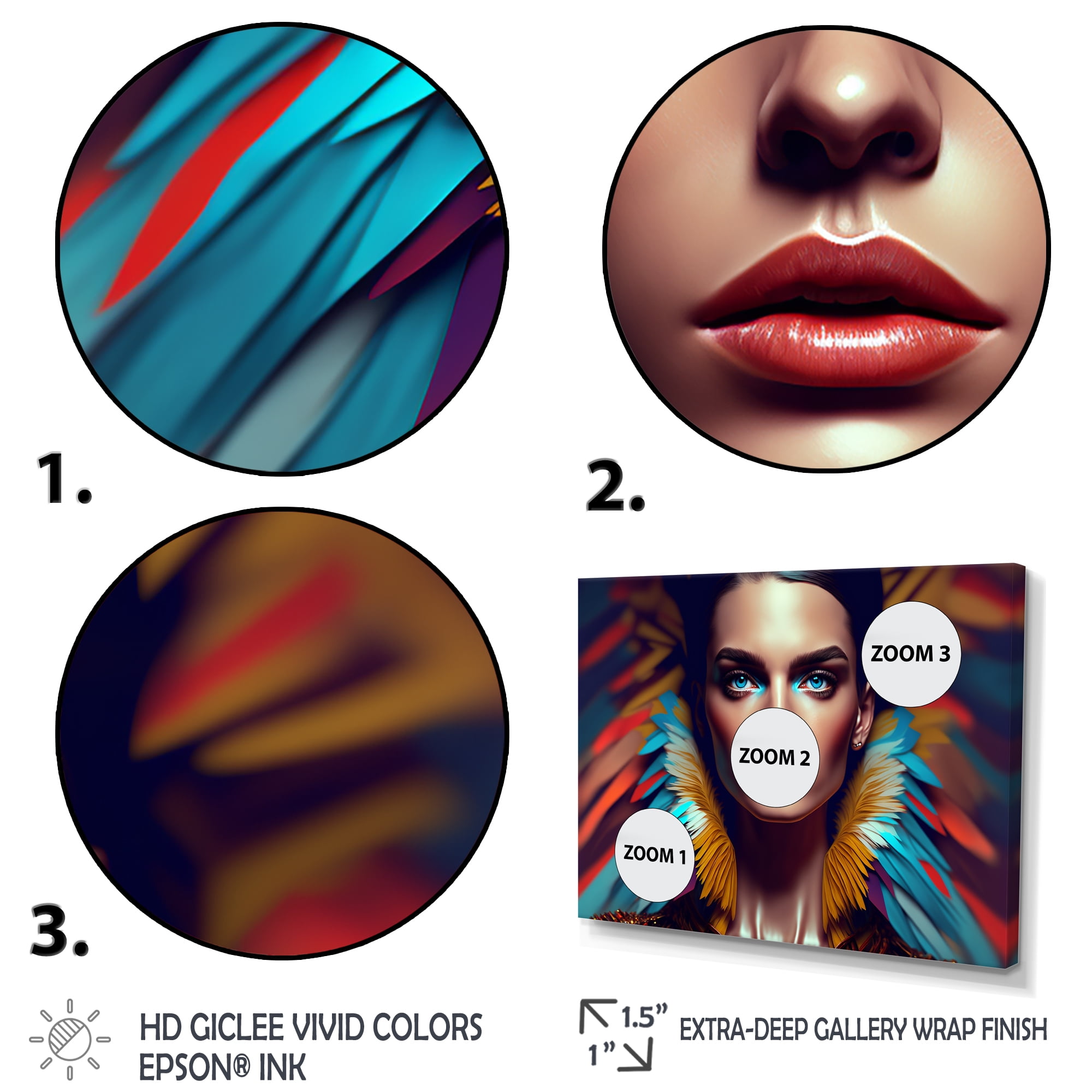 Designart Colorful Sensual Woman In Fur Coat IX Canvas Wall Art