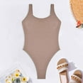 thumbnail image 5 of Elainilye Fashion One Piece Swimsuit for Women Sexy Solid Color Swimwear Slim Swimsuits Bikini Beachwear,Brown, 5 of 9