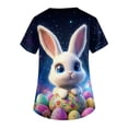 thumbnail image 5 of Fgvctg Easter Scrubs for Women Casual Short Sleeve Cute Bunny Print Scrubs Tops Loose V Neck Working Shirt Scrub Workwear Nursing Uniform Medical T Shirts with Pocket Dark Blue XL, 5 of 5