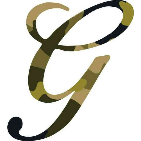 2.75in x 3in Camo Cursive G Monogram Sticker Fancy Vinyl Vehicle Stickers