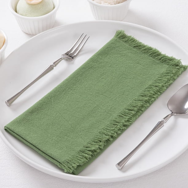 Servilletas de lino y algodón DeZerlor, paquete de 12 unidades, 43 x 43 cm, color verde salvia