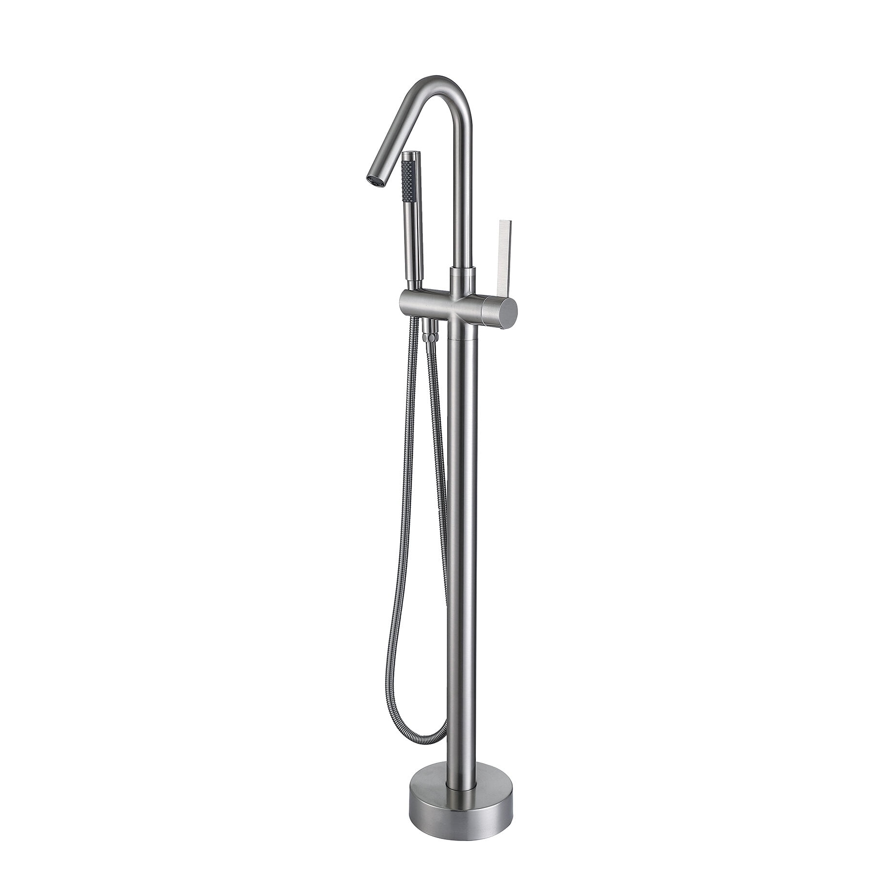 Freestanding Bathtub Faucet, Freestanding Bathtub Faucet with Hand Shower, Brushed Nickel Freestanding Tub Filler,Metal Standalone Tub Faucet, Bath & Faucets Freestanding Tub Faucets