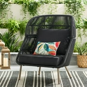 Better Homes & Gardens Tarren Outdoor Accent Chair with Cushions, Black