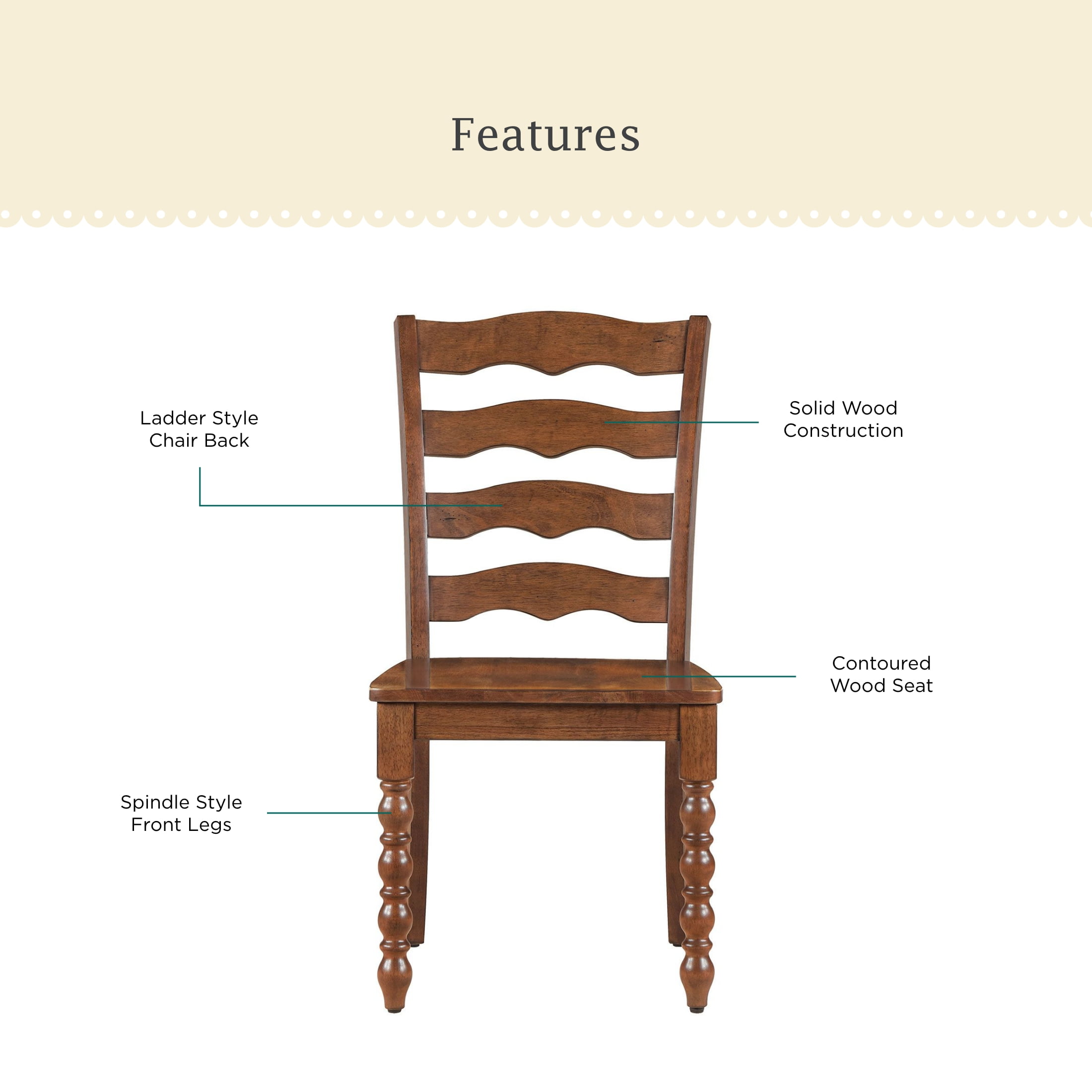 The Pioneer Woman Harper Solid Wood Farmhouse Dining Chairs, Set of 2, Homestead Brown