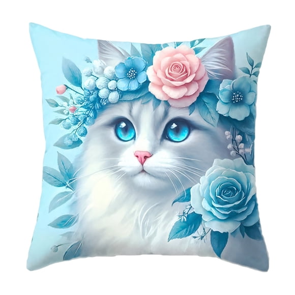 Wozhuo Cats Patterns Pillow Covers 45x45cm Decorative Cushion Case Soft Fabric With Hidden Zipper For Sofa And Bed Home Decor Easter Home Decor