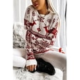 thumbnail image 2 of Suéter navideño de cuello alto para mujer, suéter de punto con estampado de alce, jersey informal de manga larga, tops de invierno, 2 of 5