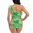 thumbnail image 5 of Uemuo Crocodile And Bush Print Women's One Piece Swimsuit Asymmetrical Neck Bathing Suit One Shoulder Side Cutout Ruffle Swimwear-X-Large, 5 of 6