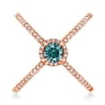 thumbnail image 2 of Gem Stone King 18K Rose Gold Plated Silver Criss Cross X Ring Round Blue Moissanite and (1.32 Cttw, Size 6), 2 of 5