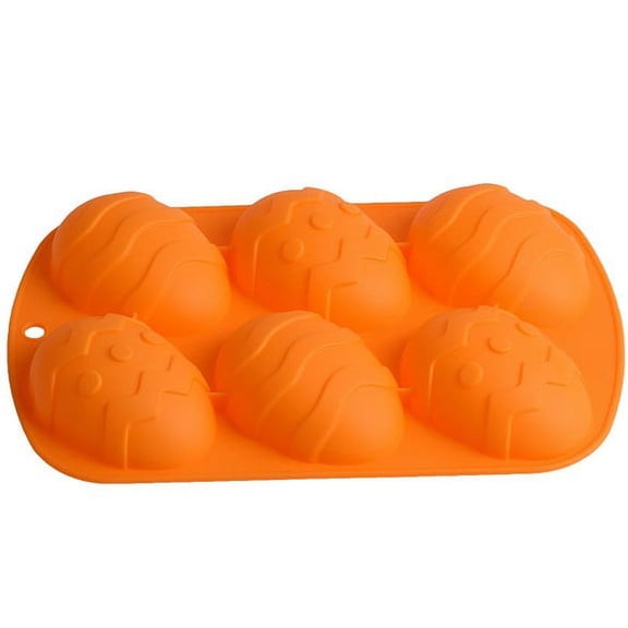 1 Pcs Easter Egg Candy Molds,Easter Egg Shaped Silicone Cake Molds,Silicone Easter Candy Molds,6 Cavity Easter Egg Candy Molds,Baking Mold for Candy/Jelly/Cupcake/Soap Making,(Orange,8.07x5.12 in)