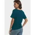 thumbnail image 4 of Women's Short Sleeve Boat Neck Dolman Top with Side Shirring, 4 of 6