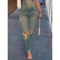 thumbnail image 4 of Straight Leg Women Denim Jeans, Loose Ripped Slim Fit Casual Pants, 4 of 4