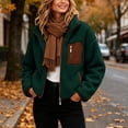 thumbnail image 4 of Caywon Cozy Women's Fleece Jacket with Full Zipper and Pocket, Long Sleeve Shearling Hooded Coat for Fall and Winter Outdoor Wear, 4 of 9