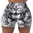 thumbnail image 2 of Pofeuu Tiger Butterfly Floral Art Print Workout Shorts for Women Scrunch Butt Lifting High Waisted Yoga Gym Seamless Booty Biker Shorts-Large, 2 of 8