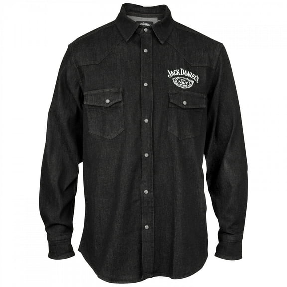 Yellowstone 864150-medium Jack Daniels Denim Western Snap Buttons Shirt, Black - Medium