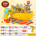 thumbnail image 3 of Huge Wave 229Pcs Kids Tool Set, Pretend Play Construction Toys with Tool Box & Glow Electronic Drill, Magic Montessori Play Toy 2D/3D, Christmas Gifts for Boys Girls Aged 3-8, 3 of 7
