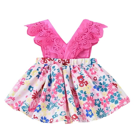 

BIZIZA Baby Girl Outfit Set Plaid Dress Ruffle Sleeveless Lace Bodysuit Headwear 2-Piece 0-2Y Toddler Beige 90