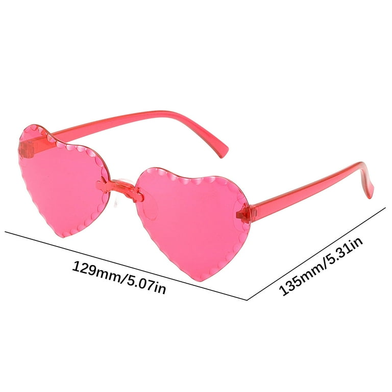 Brilliant Blue Light Candy Colored Heart Shaped Sunglasses Rimless