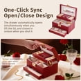 thumbnail image 6 of Casegrace Heart Shaped Lock Jewelry Box With Sync Open/Close Drawer, Multi-Layer Storage Case, Built-in Mirror, Portable Jewelry Organizer for Women Rings, Earrings, Necklaces, Valentine’s Day Gift, 6 of 10