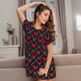 thumbnail image 3 of Picia Red Rooster Pattern Women’s Nightdress – Casual Short-sleeved Loose-Fit Sleepwear, Soft Cotton Short-Sleeve Sleep Shirt for Relaxation & Comfort, 3 of 6