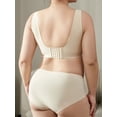thumbnail image 7 of YOURISS Plus Size Wireless Seamless Bra, Full Coverage, Breathable 0.2cm Cups, Side Support U-Back, 5-Row 4-Hook T-Shirt Bra, Beige White 2XL, 7 of 7