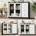 thumbnail image 6 of Senfot 43" Coffee Bar Cabinet with Glass Doors and 3 Drawers, Sideboard Buffet Cabinet with Storage, Storage Cabinet with Adjustable Shelves for Kitchen, Dining Room, Black and White, 6 of 8