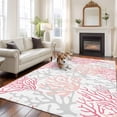 thumbnail image 3 of Pink Grey Coral Coastal Large Area Rugs for Bedroom Living Room, Soft Non Slip Carpet Bedside Rug, Summer Beach Seaside Nautical Rectangular Floor Cover Kitchen Accent Rug 5'x7' for Office, 3 of 9