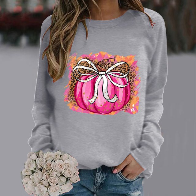 Sweat à Capuche Mode pour Femmes 2023 Manches Longues Col Rond Imprimé Chandail en Molleton Blouse 50 % de Réduction Costumes Halloween/noël