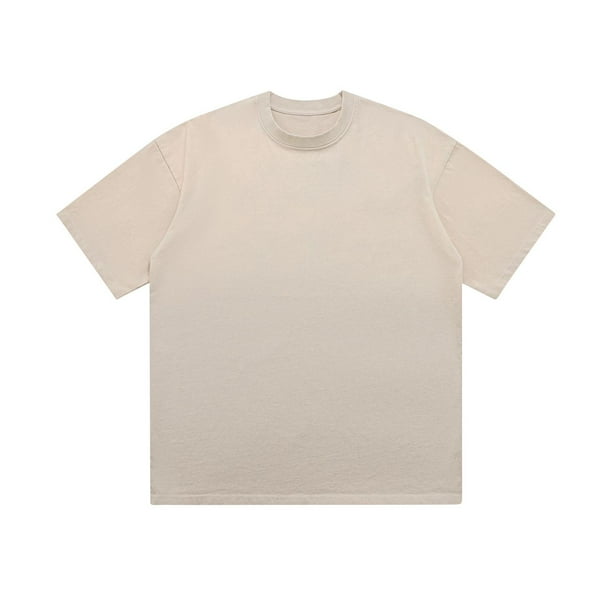 Blusas y camisas de manga corta y cuello redondo para hombre, blusas casuales de moda para hombre, blusas de color liso con cuello redondo y degradado.