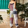 thumbnail image 4 of JULMCOMO Cotton Linen Jumpsuits for Women Floral Print Scoop Neck Loose Fit Overalls Tie Strap Sleeveless Casual Summer Overalls Sky Blue S, 4 of 7
